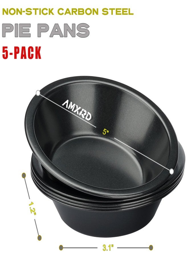 AMXRD 5 inch Mini Pie Pans, 5-Piece Small Round Cake Pan, Reusable Nonstick Carbon Steel Pie Tins for Oven and Instant Pot Baking - Image 2